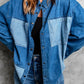 Women's Color Block Snap Denim Jacket