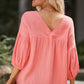 Women's Dropped Shoulder V-Neck Blouse