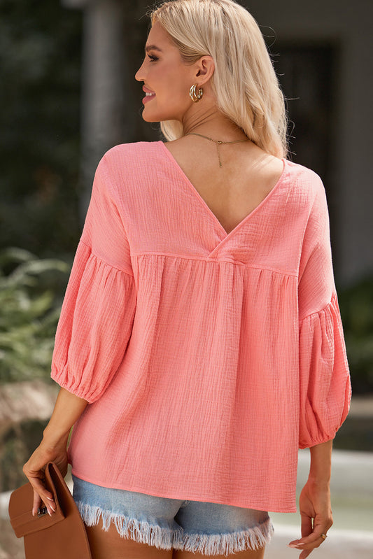 Women's Dropped Shoulder V-Neck Blouse