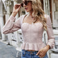 Women's Sweetheart Neck Long Sleeve Blouse
