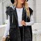 Women's Hooded Sleeveless Denim Top with Pockets