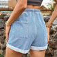 Women's Drawstring High Waist Denim Shorts with Pockets