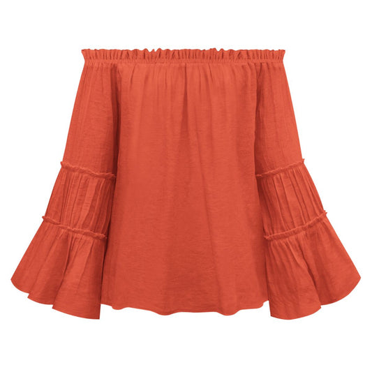 Women's Off-Shoulder Frill Trim Blouse