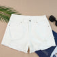 Women's Frayed Hem Distressed Denim Shorts with Pockets
