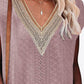 Women's Eyelet Contrast V-Neck Tee